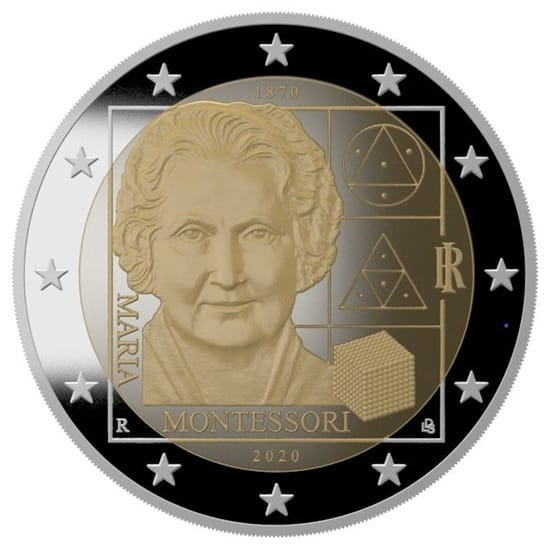 Italie - Pièce 2 Euro 2020 R cupro-nickel et nickel-laiton BE - Maria Montessori