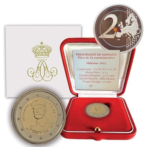 Monaco - Pièce 2 Euro 2022 cupro-nickel et nickel-laiton BE - Albert Ier