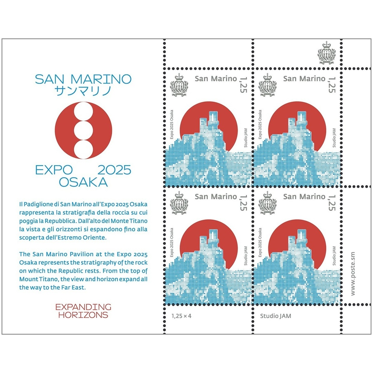 Saint-Marin - Mini-feuille de 4 timbres 1,25 Euro 2025 - Exposition universelle d’Osaka