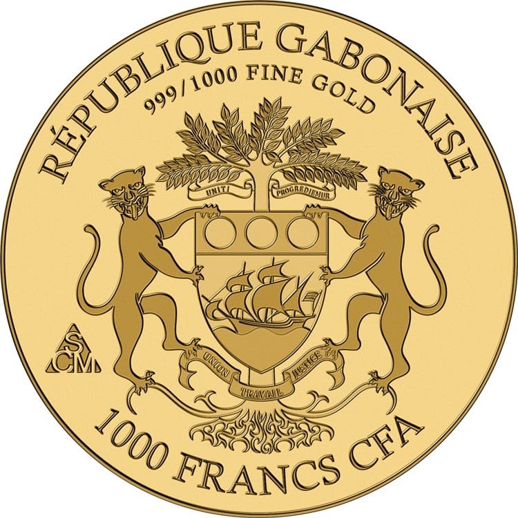 Gabon - Pièce 1000 Francs CFA or - Hippocampe à long nez – Image 2