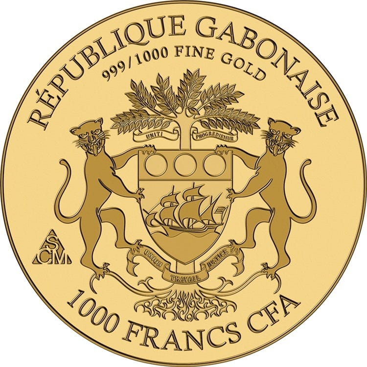 Gabon - Pièce 1000 Francs CFA or - Hippocampe à gros ventre – Image 2