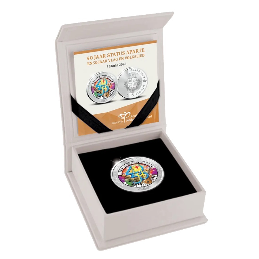 Aruba - Pièce 5 Florin 2026 argent BE - Indépendance, drapeau et hymne national d'Aruba – Image 3