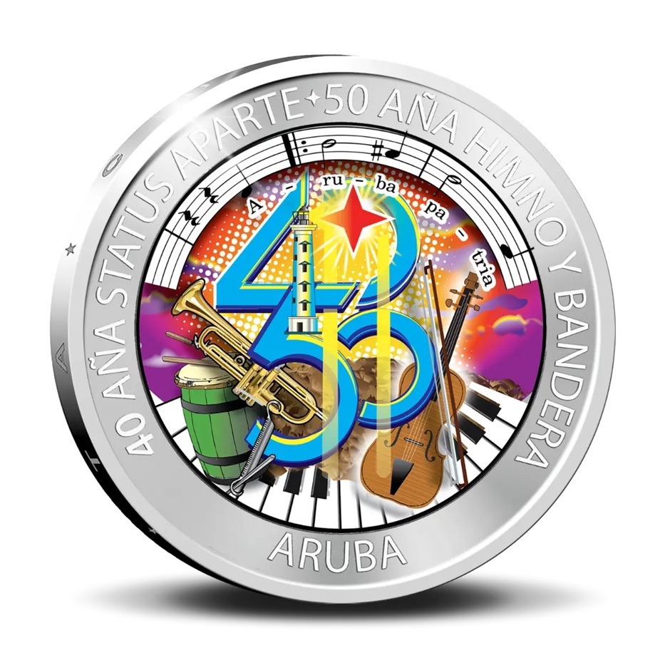 Aruba - Pièce 5 Florin 2026 argent BE - Indépendance, drapeau et hymne national d'Aruba