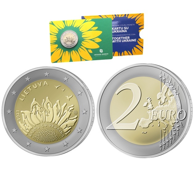 Lituanie - Pièce 2 Euro 2023 cupro-nickel et nickel-laiton BU - Ensemble avec l’Ukraine