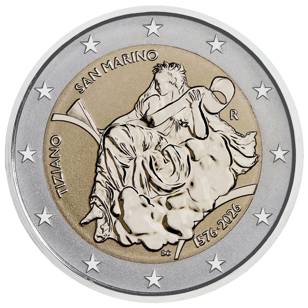 Saint-Marin - Pièce 2 Euro 2026 cupro-nickel et nickel-laiton BE inversé - Titien
