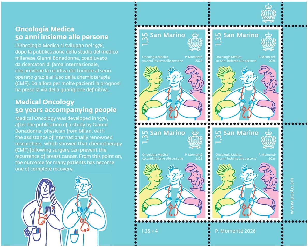 Saint-Marin - Mini-feuille de 4 timbres 1,35 Euro 2026 - Oncologie médicale