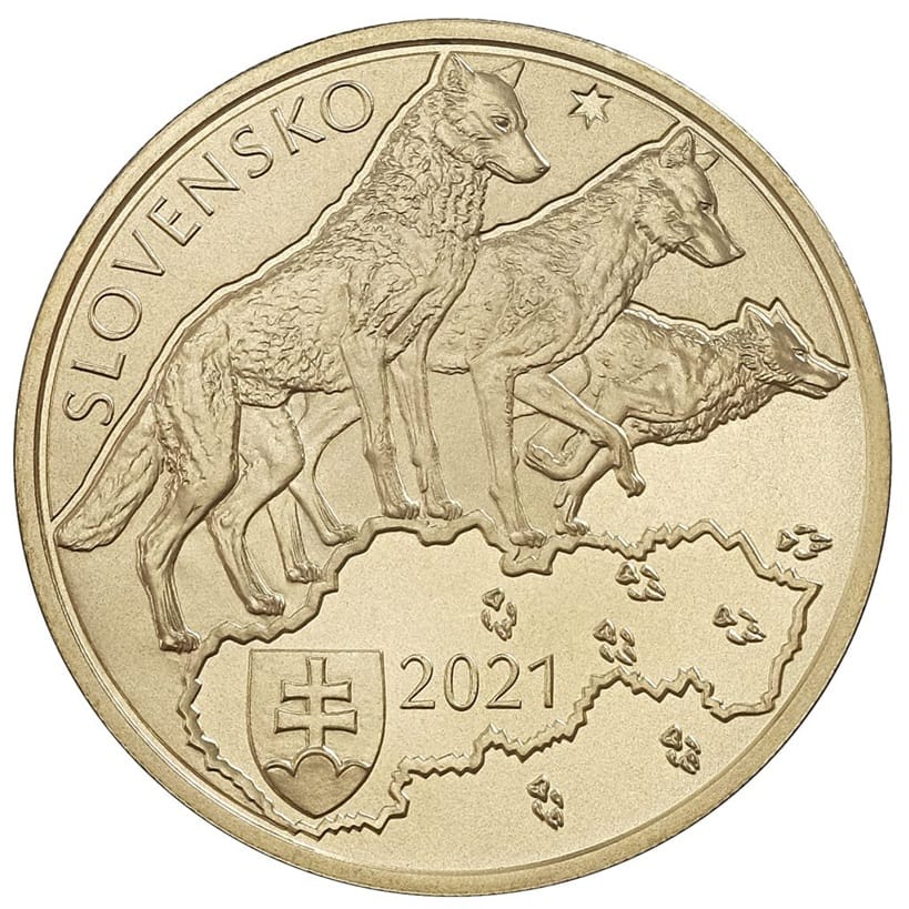 Slovaquie - Pièce 5 Euro 2021 alliage MS 63 - Loup gris – Image 2