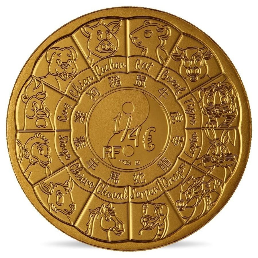 France - Pièce 1/4 Euro 2022 cuivre-aluminium-nickel - Année lunaire du Tigre – Image 2