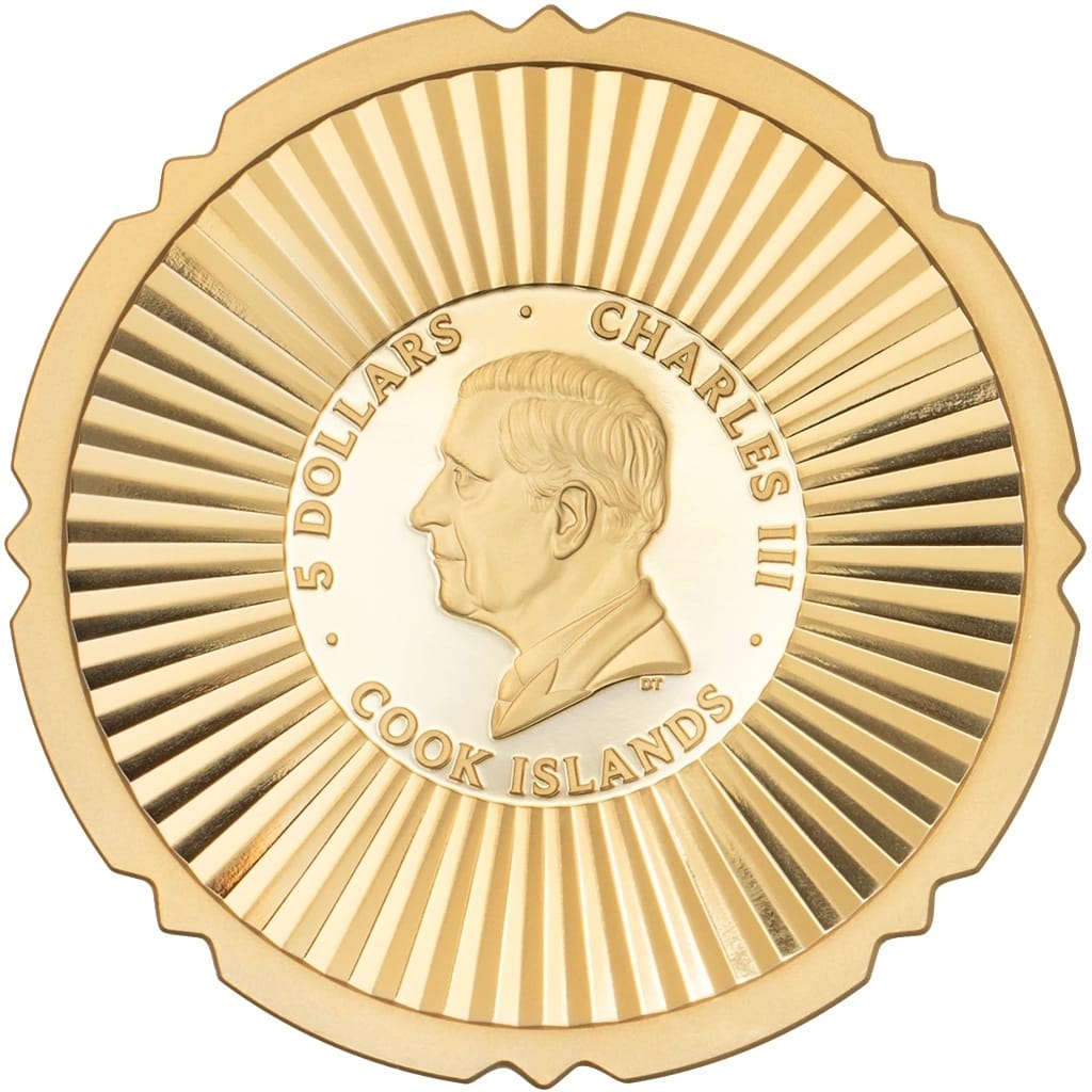 Iles Cook - Pièce 5 Dollars 2025 argent plaqué or BE - Trèfle – Image 2