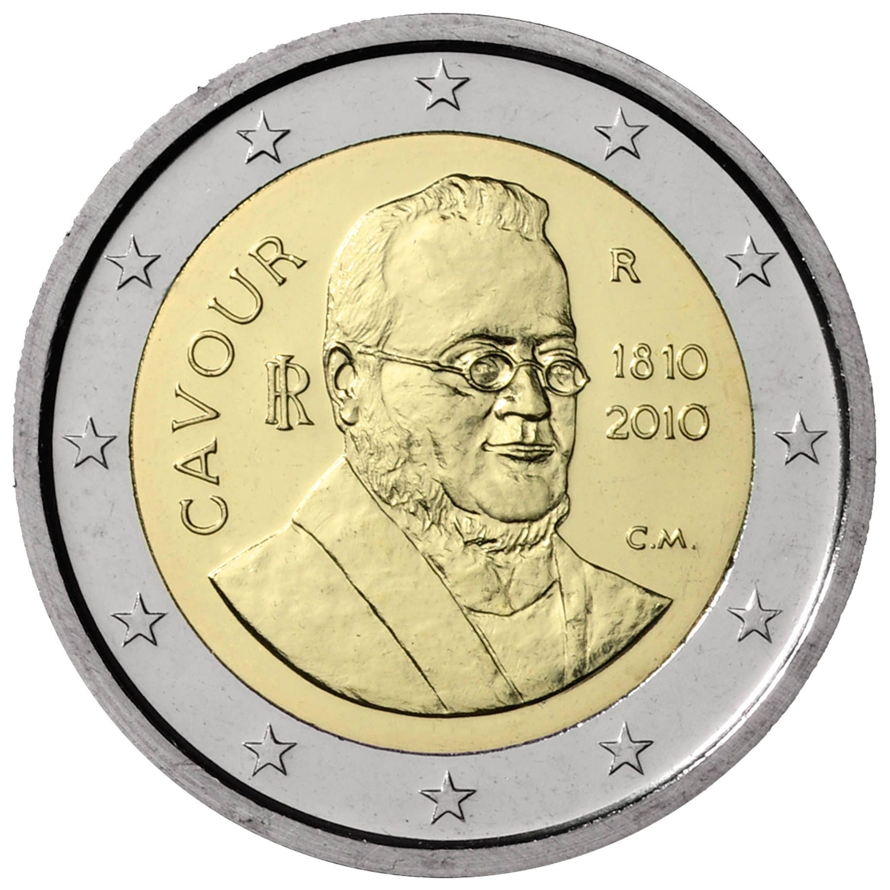 Italie - Pièce 2 Euro 2010 R cupro-nickel et nickel-laiton BU - Camillo Cavour