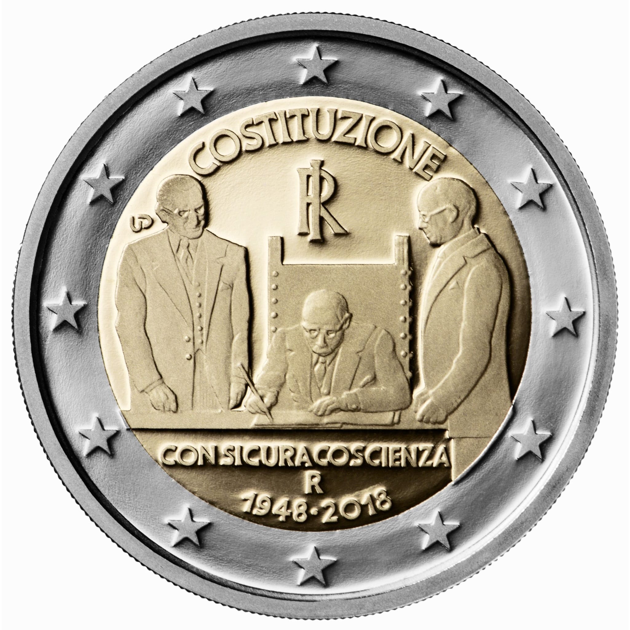 Italie - Pièce 2 Euro 2018 R cupro-nickel et nickel-laiton BU - Constitution italienne