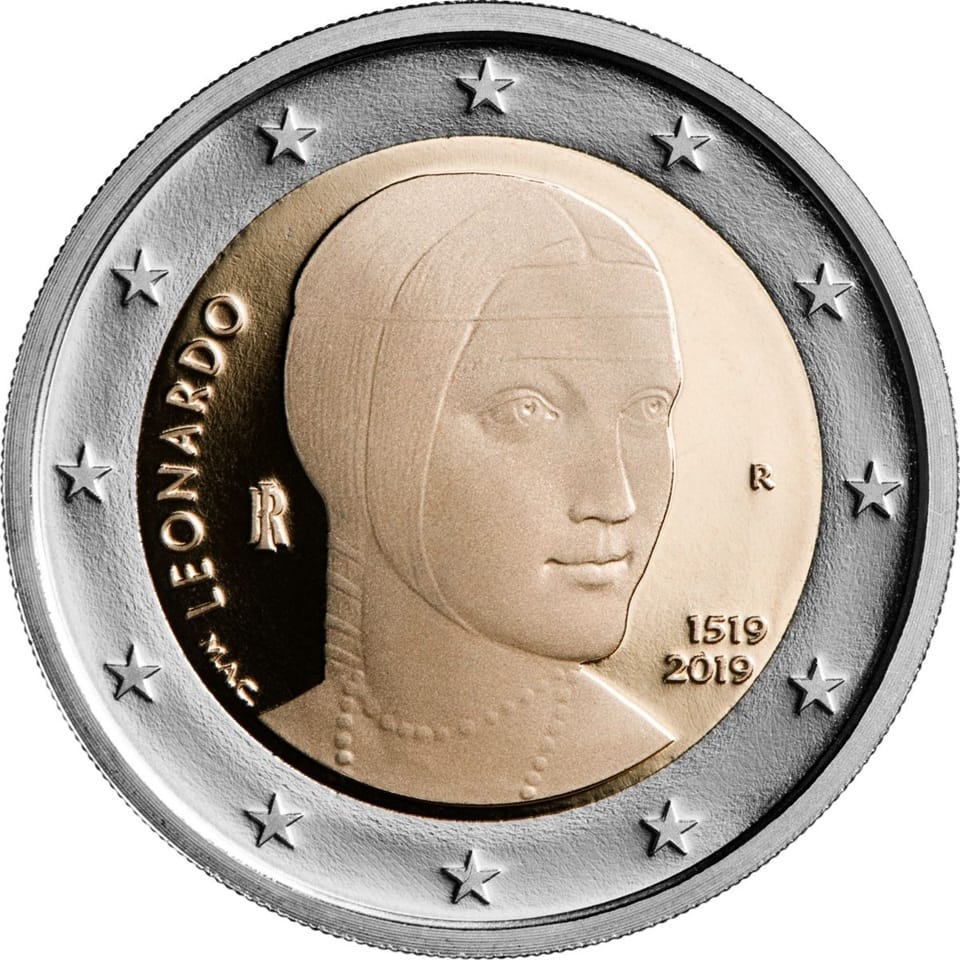 Italie - Pièce 2 Euro 2019 R cupro-nickel et nickel-laiton BE - Léonard de Vinci – Image 2
