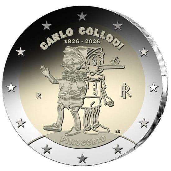 Italie - Pièce 2 Euro 2026 R cupro-nickel et nickel-laiton BU - Carlo Collodi