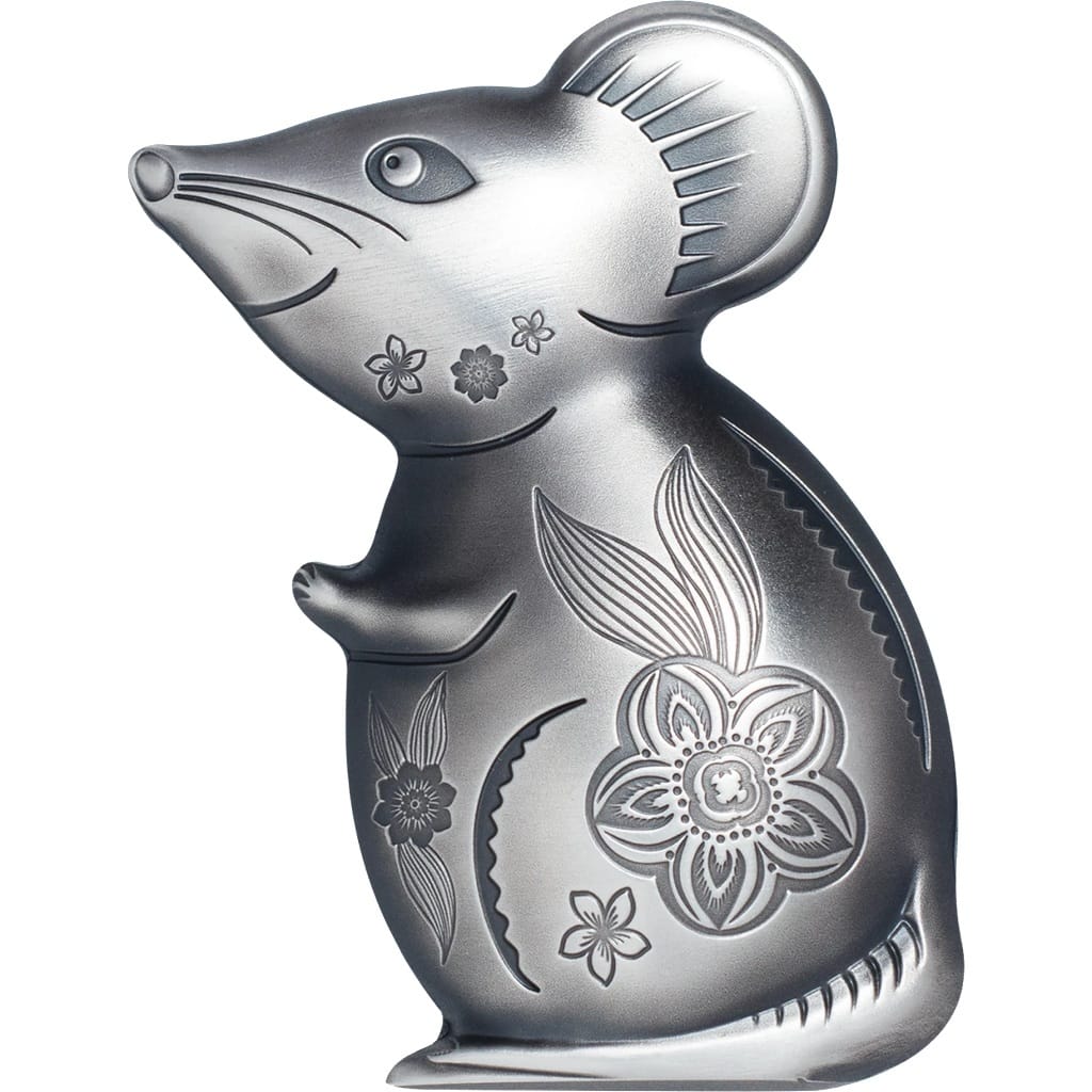 Mongolie - Pièce 1000 Tögrög 2020 1 once argent Antique - Année lunaire du Rat