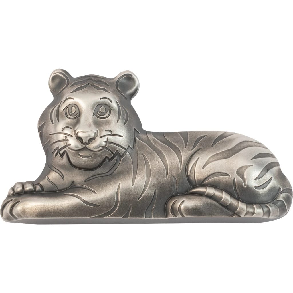 Mongolie - Pièce 1000 Tögrög 2022 1 once argent Antique - Année lunaire du Tigre