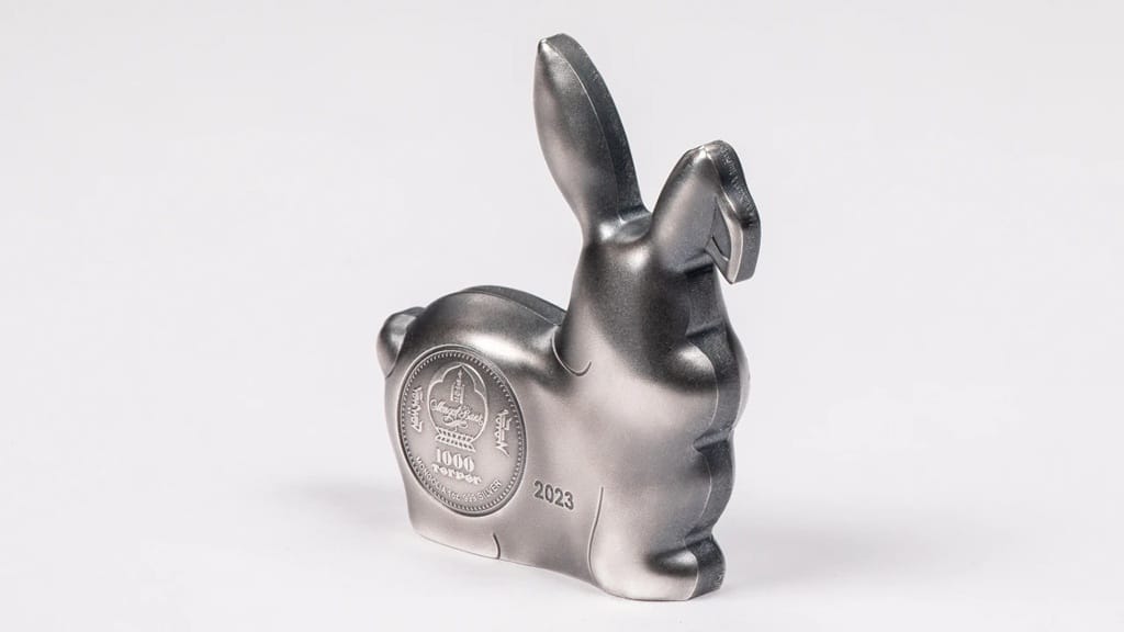 Mongolie - Pièce 1000 Tögrög 2023 1 once argent Antique - Année lunaire du Lapin – Image 7