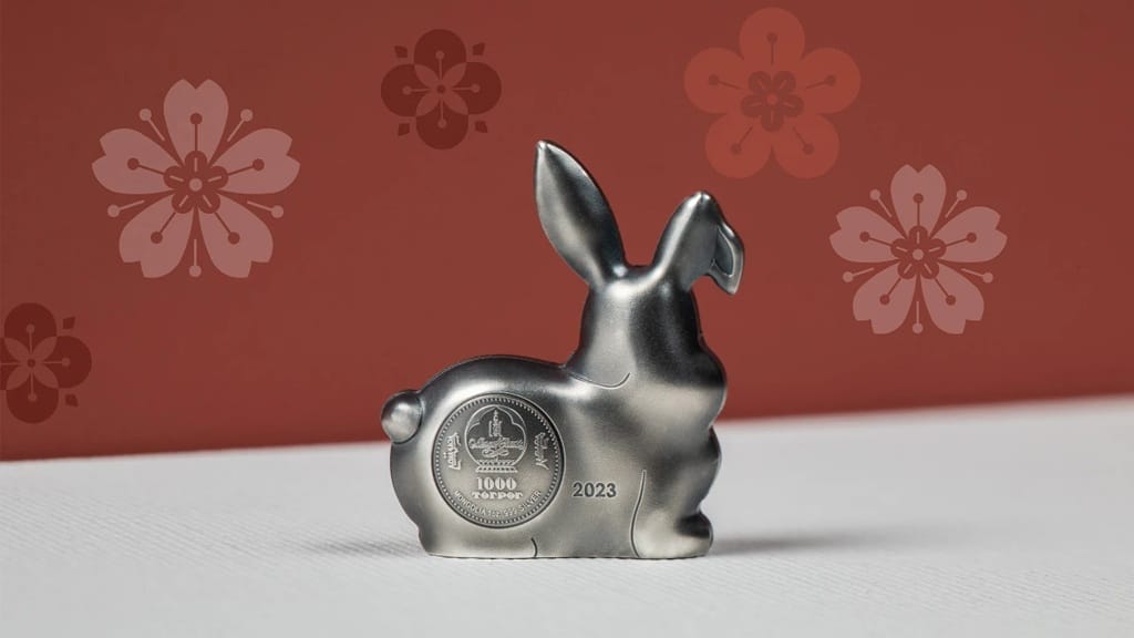 Mongolie - Pièce 1000 Tögrög 2023 1 once argent Antique - Année lunaire du Lapin – Image 5