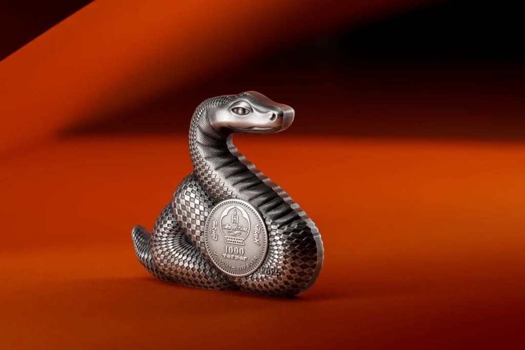 Mongolie - Pièce 1000 Tögrög 2025 1 once argent Antique - Année lunaire du Serpent – Image 6