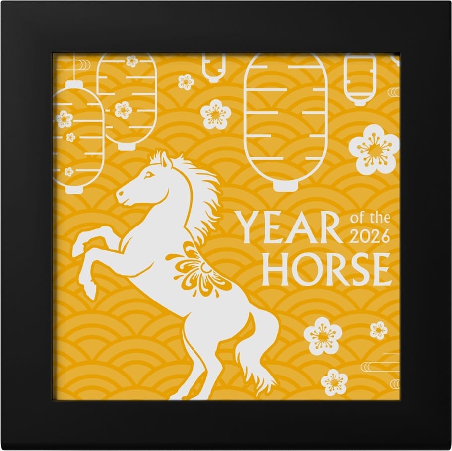 Mongolie - Pièce 1000 Tögrög 2026 1 once argent plaqué or Soyeux - Année lunaire du Cheval – Image 3