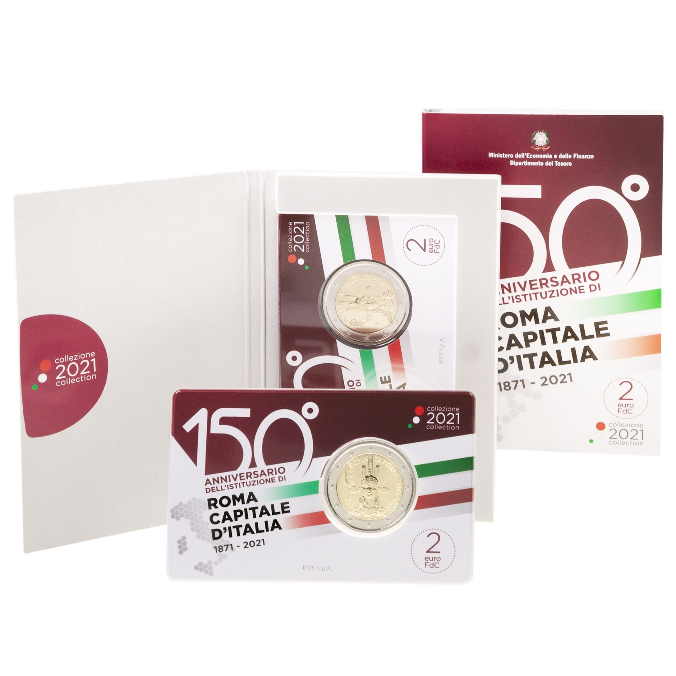 Italie - Pièce 2 Euro 2021 R cupro-nickel et nickel-laiton BU - Rome
