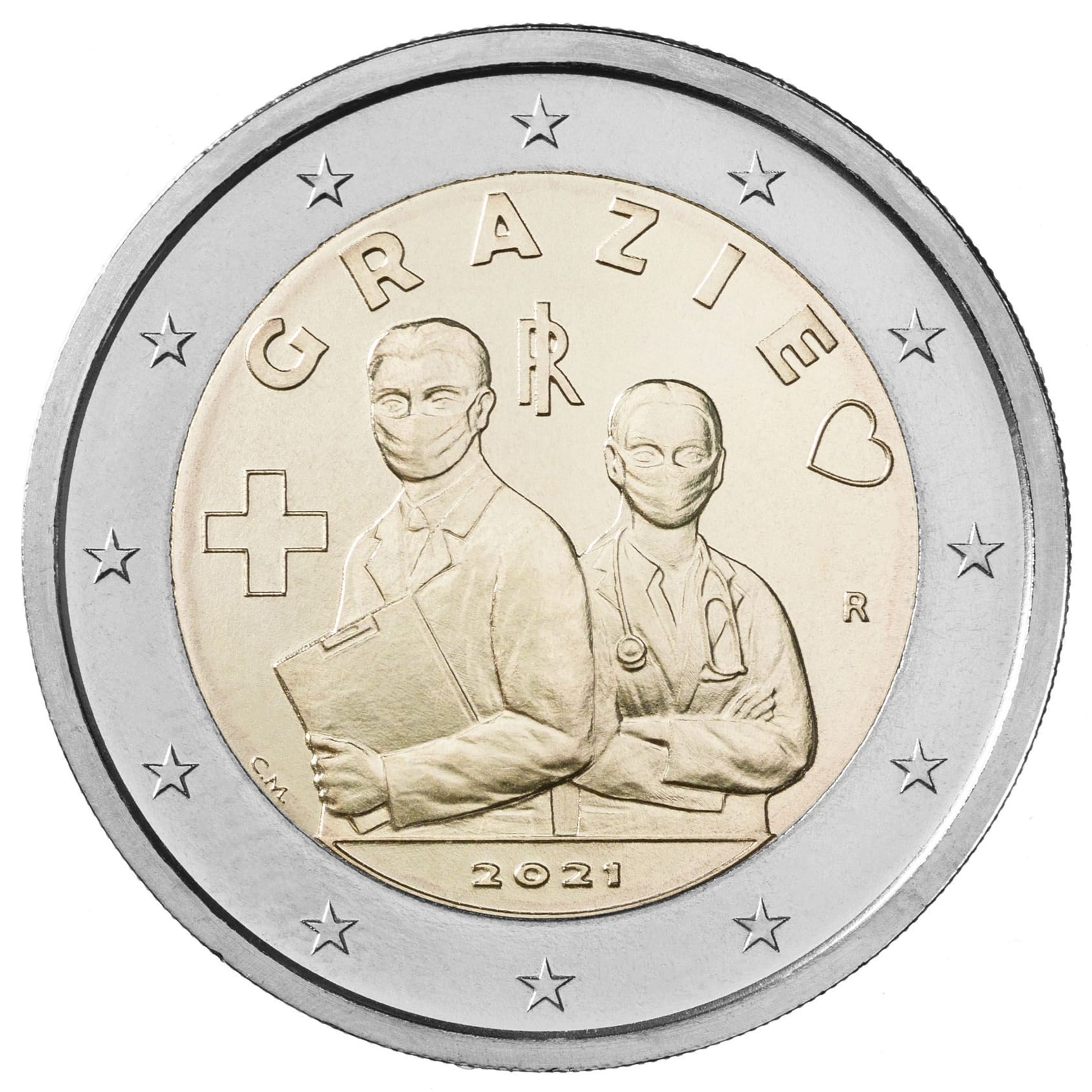 Italie - Pièce 2 Euro 2021 R cupro-nickel et nickel-laiton BU - Merci – Image 3