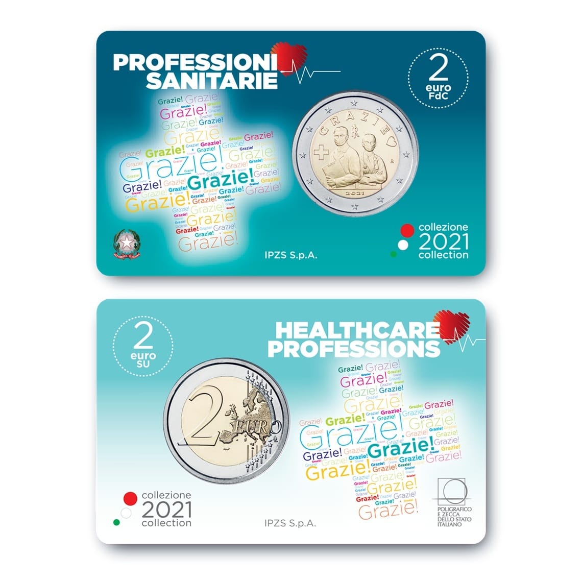 Italie - Pièce 2 Euro 2021 R cupro-nickel et nickel-laiton BU - Merci – Image 2