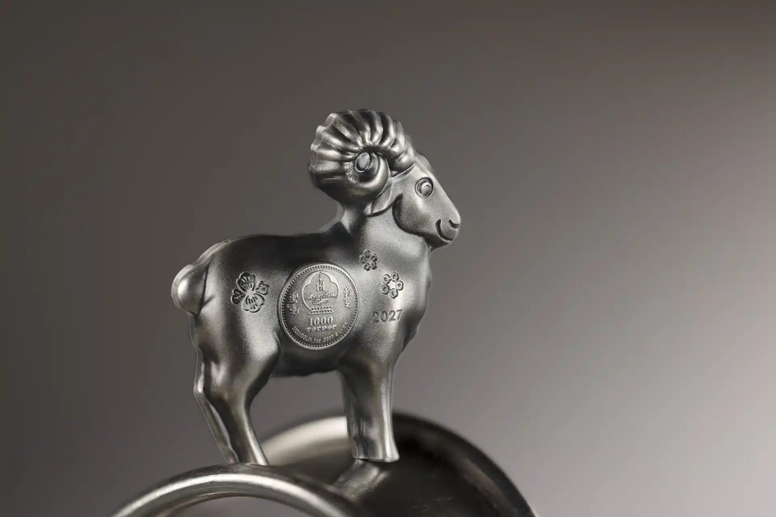 Mongolie - Pièce 1000 Tögrög 2027 1 once argent Antique - Année lunaire du Mouton – Image 6
