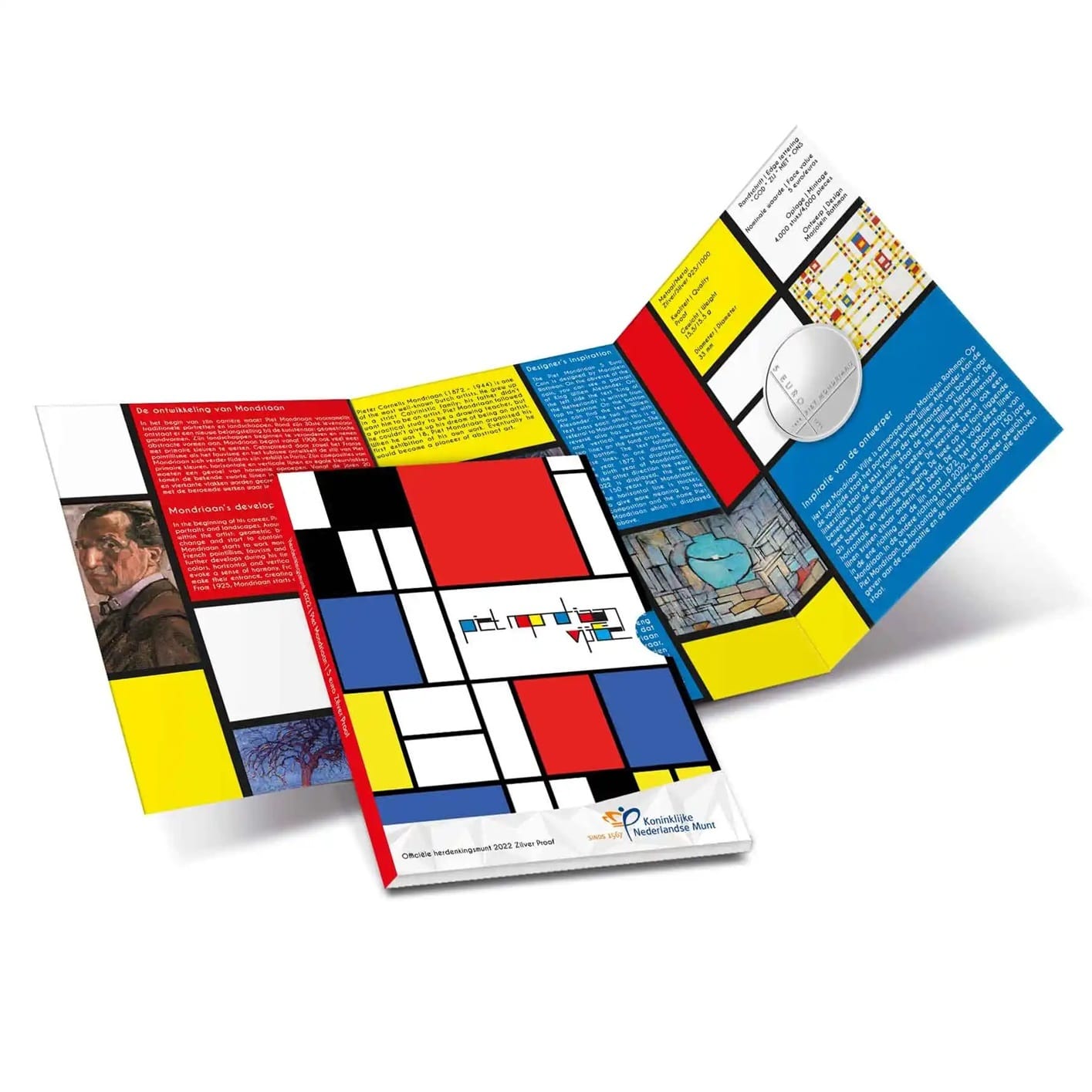 Pays-Bas - Pièce 5 Euro 2022 argent BE - Piet Mondriaan