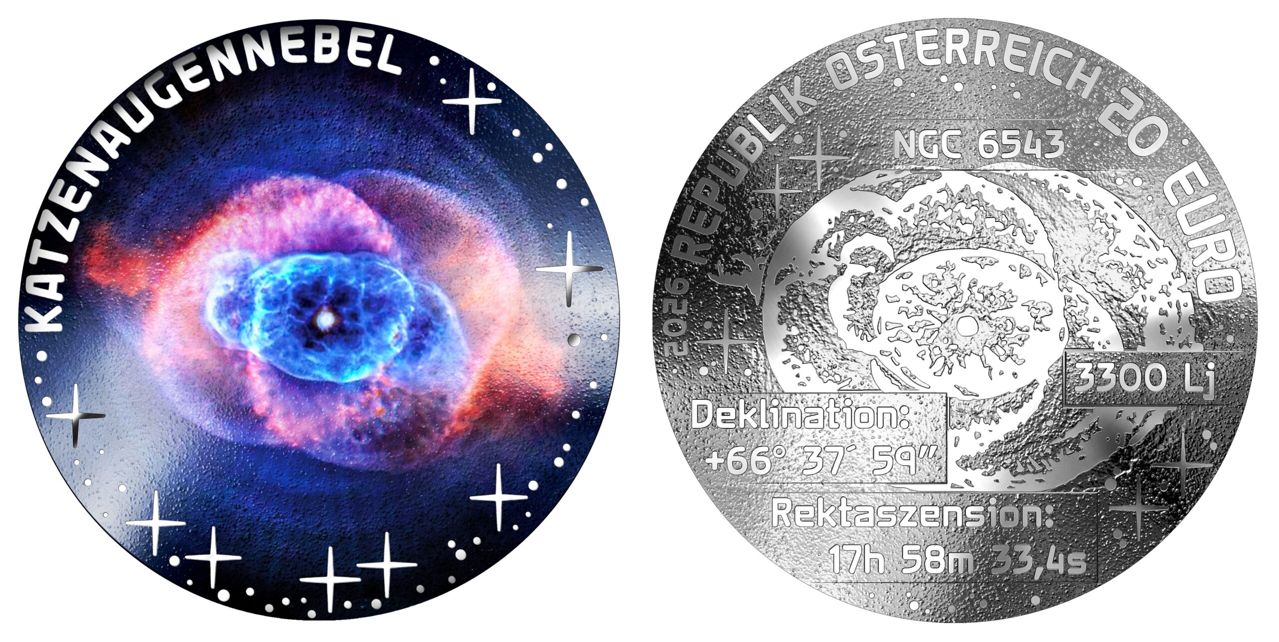 Autriche - Pièce 20 Euro 2026 argent BE - Nébuleuse de l'Œil de Chat – Image 4