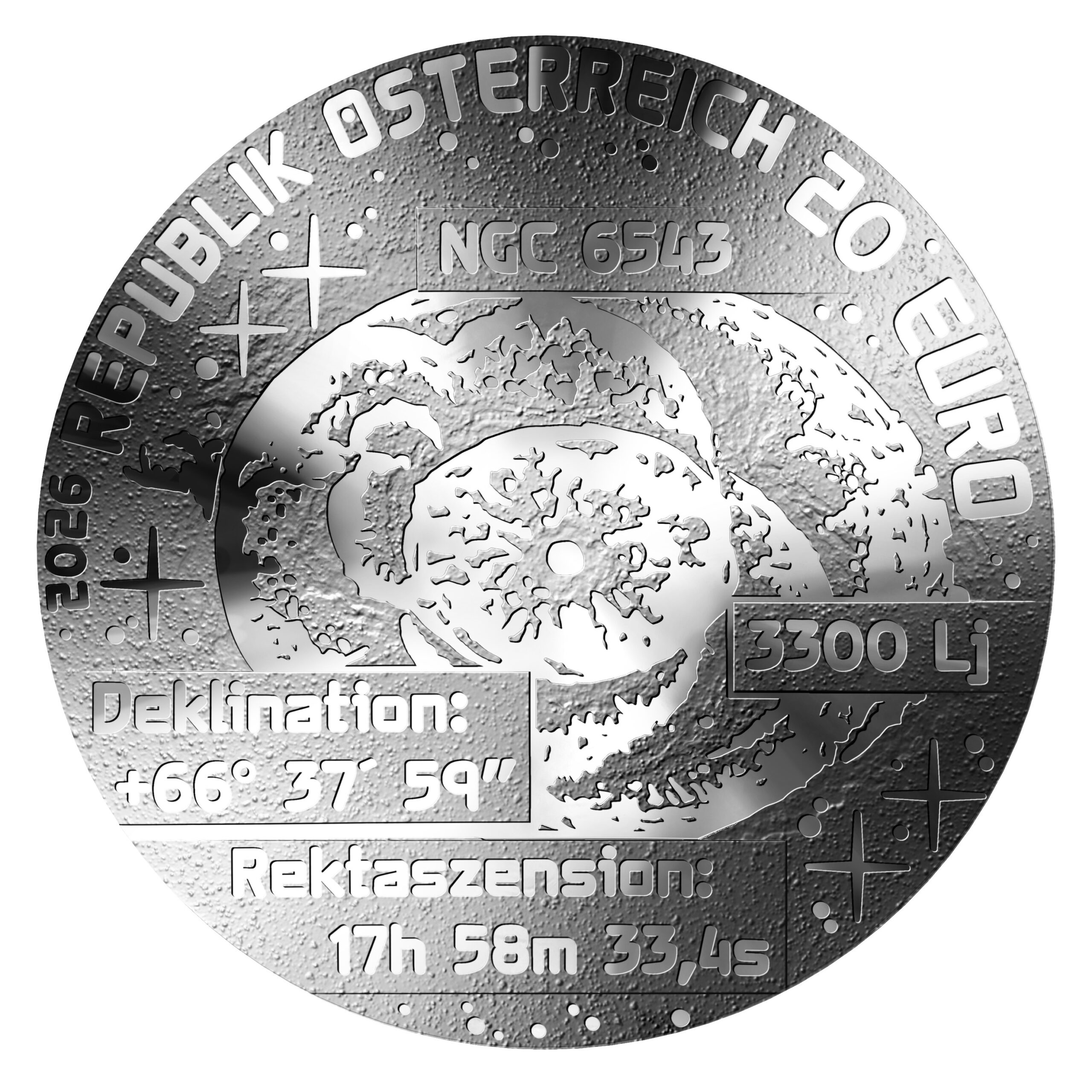 Autriche - Pièce 20 Euro 2026 argent BE - Nébuleuse de l'Œil de Chat – Image 2