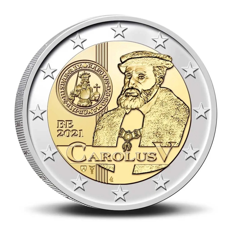 Belgique - Pièce 2 Euro 2021 cupro-nickel et nickel-laiton BU - Premier monnayage sous Charles Quint – Image 3