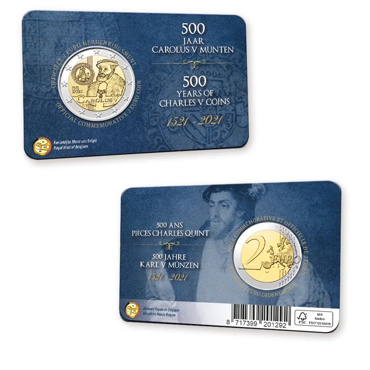 Belgique - Pièce 2 Euro 2021 cupro-nickel et nickel-laiton BU - Premier monnayage sous Charles Quint – Image 5