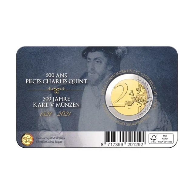 Belgique - Pièce 2 Euro 2021 cupro-nickel et nickel-laiton BU - Premier monnayage sous Charles Quint – Image 2