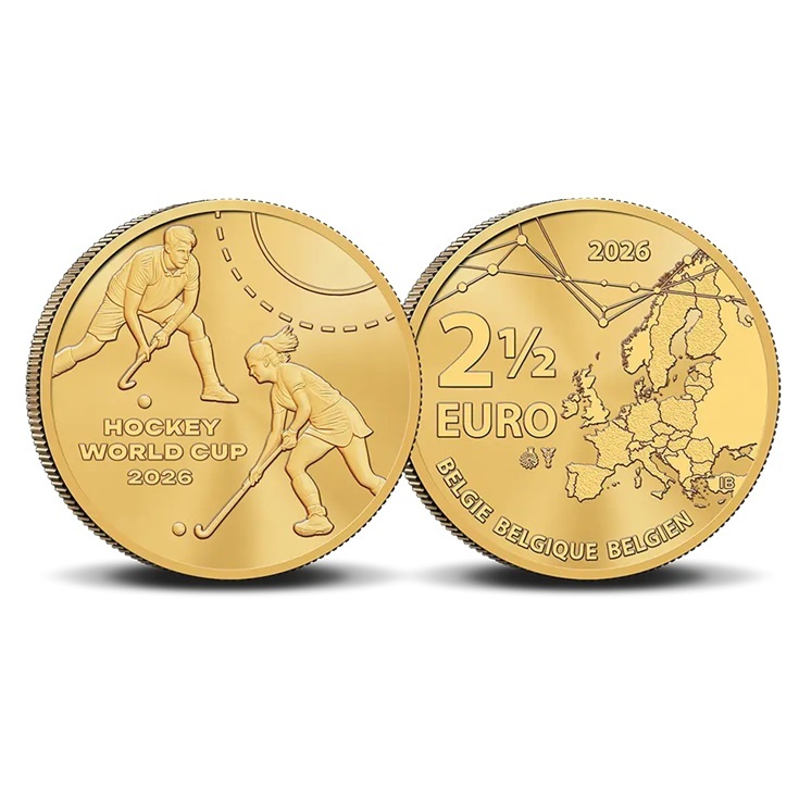 Belgique - Pièce 2 Euro 1/2 2026 laiton BU - Championnat du monde de hockey – Image 6