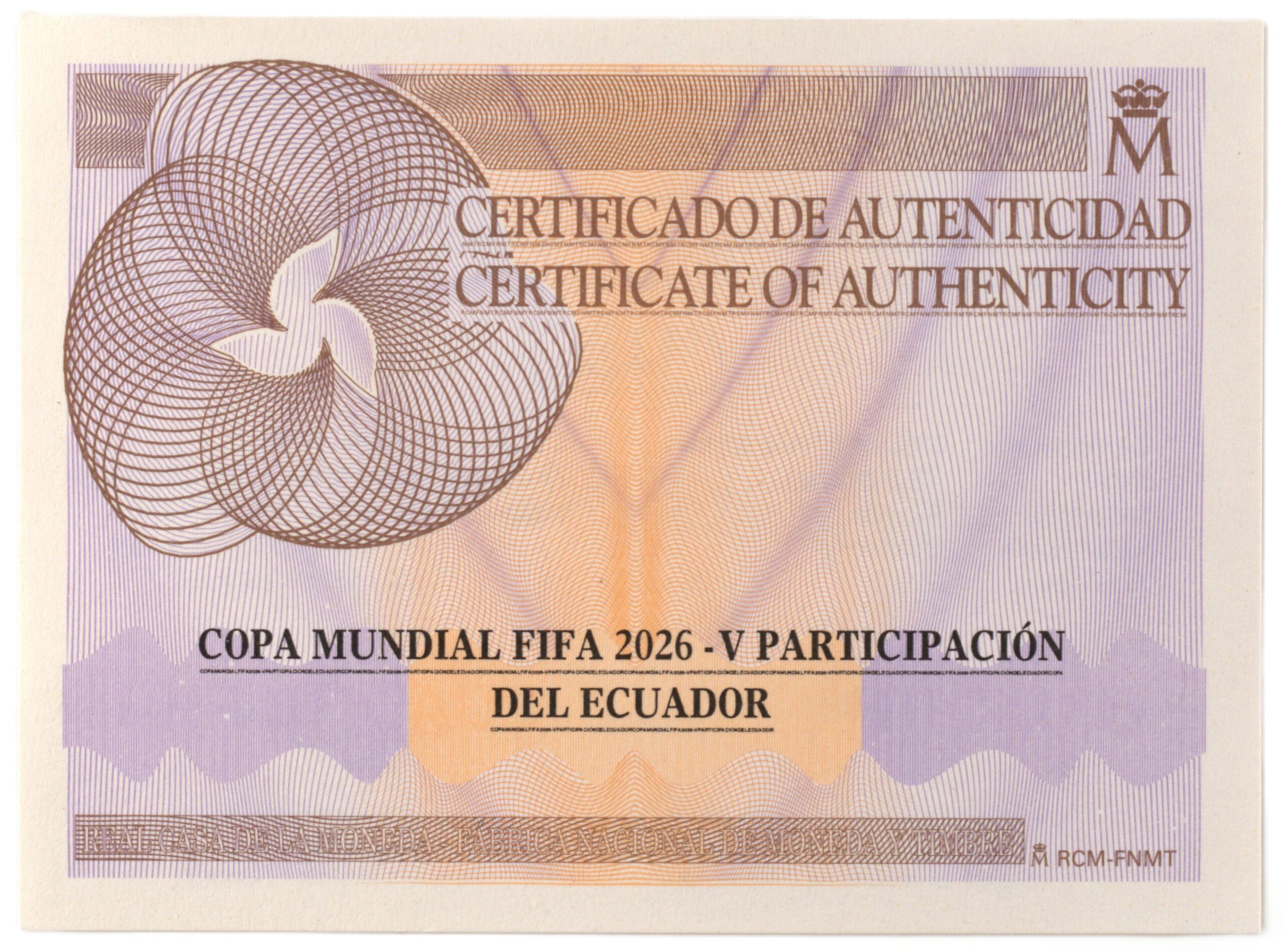 Equateur - Pièce Un Sucre 2026 argent BE - Coupe du monde de football – Image 3