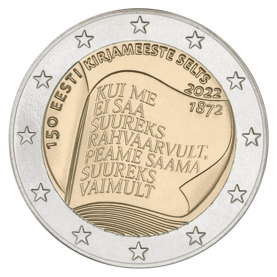 Estonie - Pièce 2 Euro 2022 cupro-nickel et nickel-laiton BU - Société littéraire estonienne – Image 2