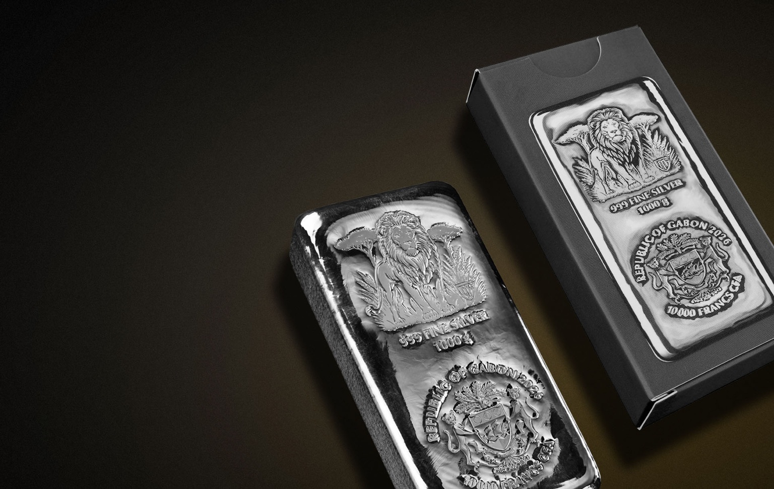 Gabon - Pièce 10000 Francs CFA 2026 1000 grammes argent - Lion – Image 4