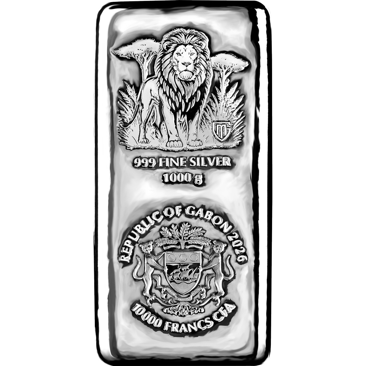 Gabon - Pièce 10000 Francs CFA 2026 1000 grammes argent - Lion