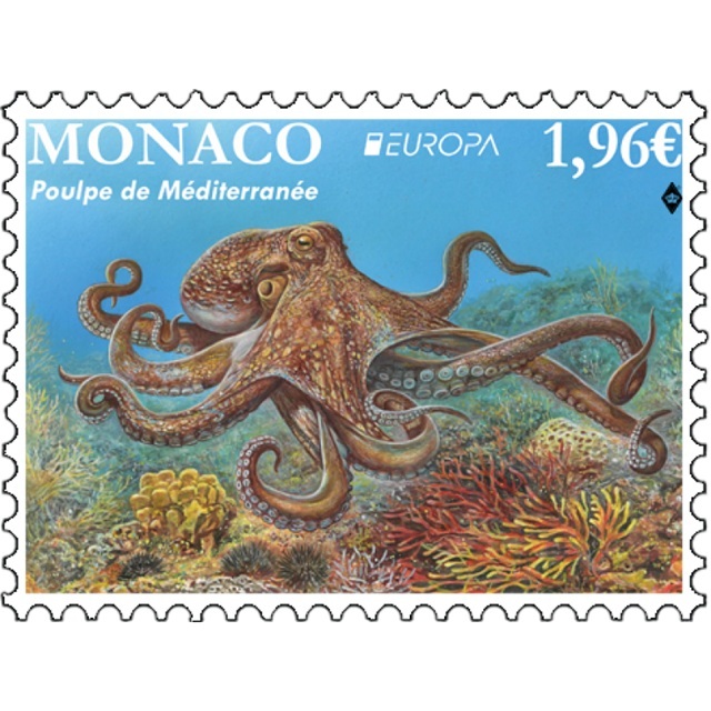 Monaco - Timbre 1,96 Euro 2024 - Poulpe de Méditerranée (sur enveloppe Premier Jour) – Image 2