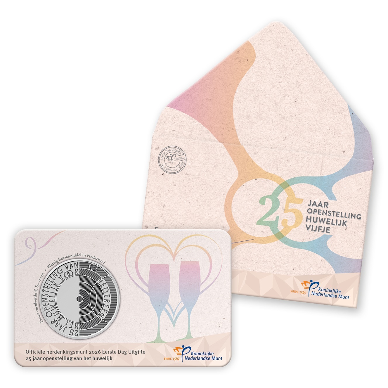 Pays-Bas - Pièce 5 Euro 2026 cuivre argenté BU - Mariage pour tous (en enveloppe Premier Jour) – Image 7