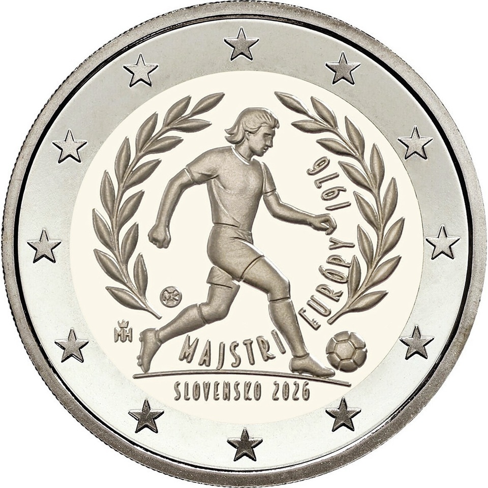 Slovaquie - Pièce 2 Euro 2026 cupro-nickel et nickel-laiton - Equipe vainqueur du championnat d’Europe de football