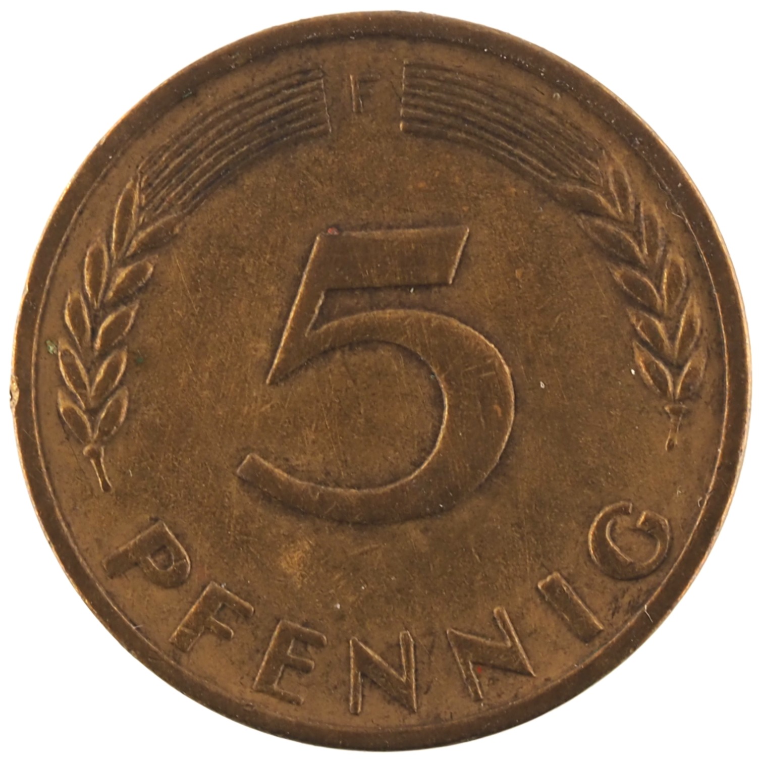 Allemagne - Pièce 5 Pfennig 1950 F acier plaqué laiton - Chêne / Epis – Image 2