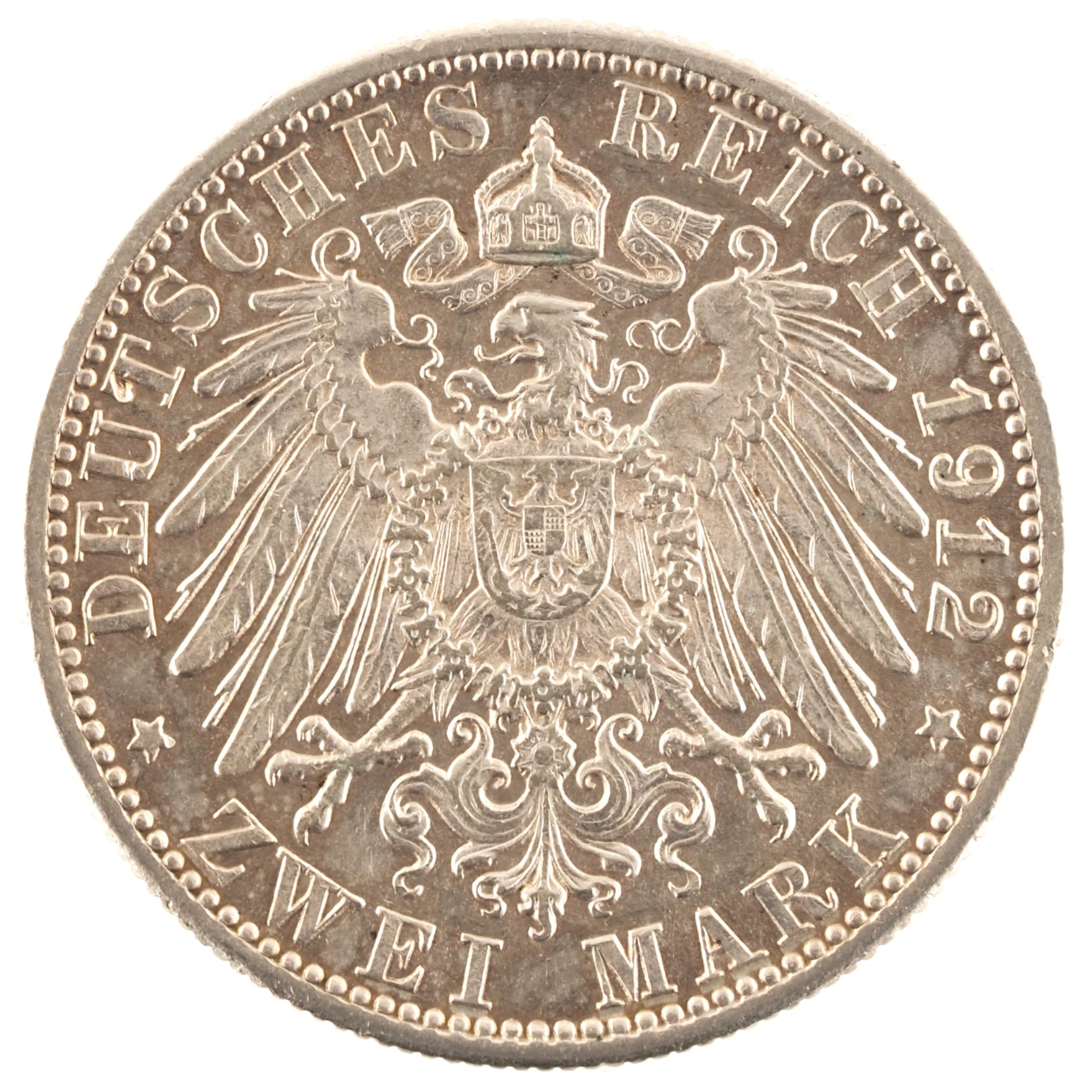 Allemagne - Pièce Zwei Mark 1912 F argent - Guillaume II / Aigle héraldique