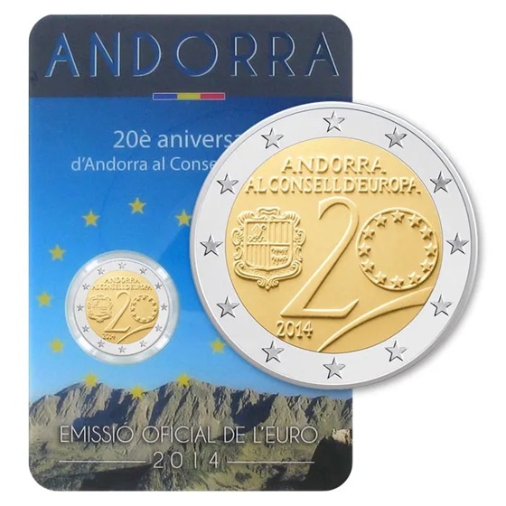 Andorre - Pièce 2 Euro 2014 cupro-nickel et nickel-laiton BU - Adhésion au Conseil de l'Europe