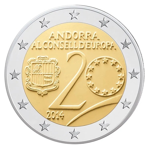 Andorre - Pièce 2 Euro 2014 cupro-nickel et nickel-laiton BU - Adhésion au Conseil de l'Europe – Image 2