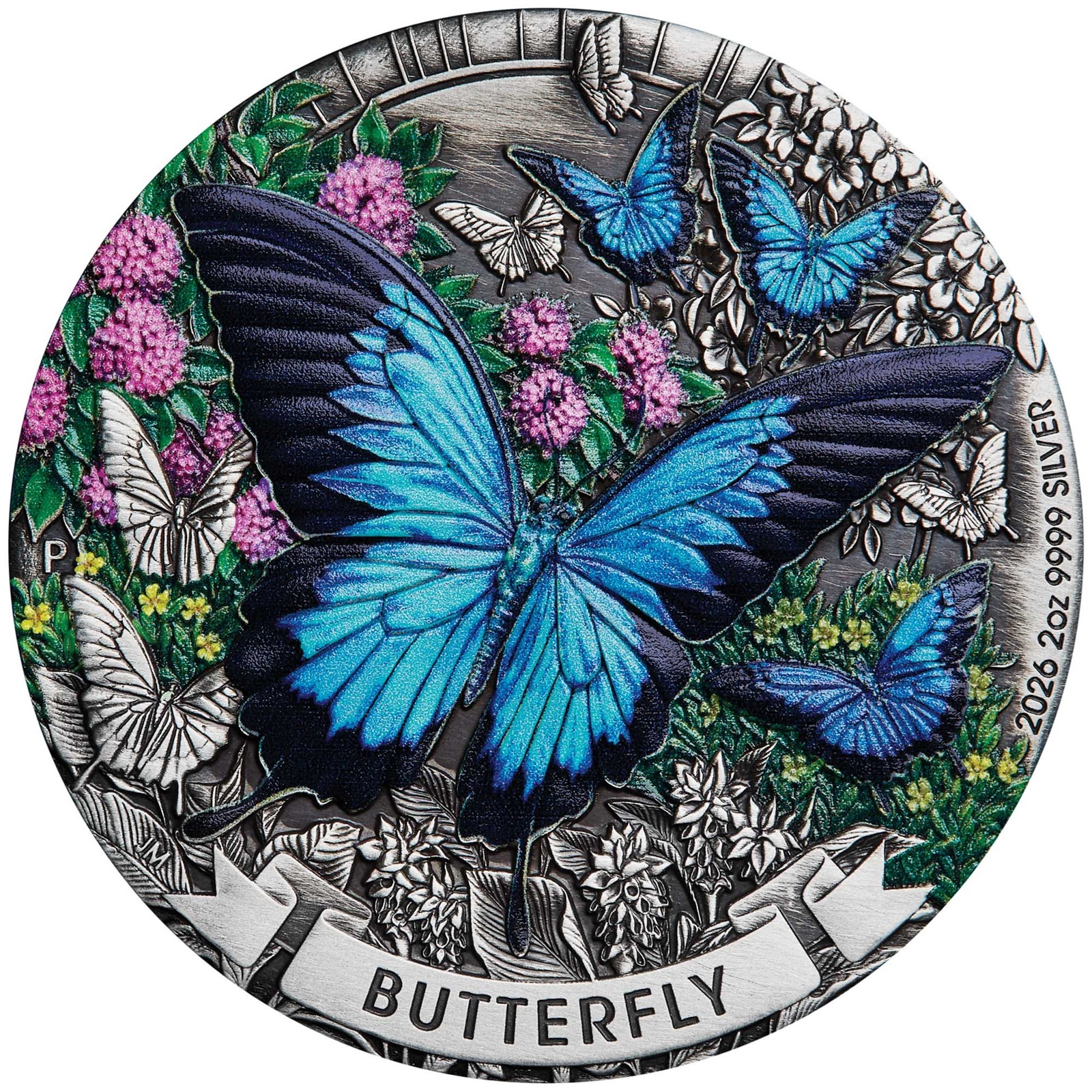Australie - Pièce 2 Dollars 2026 2 onces argent Antique - Papillon