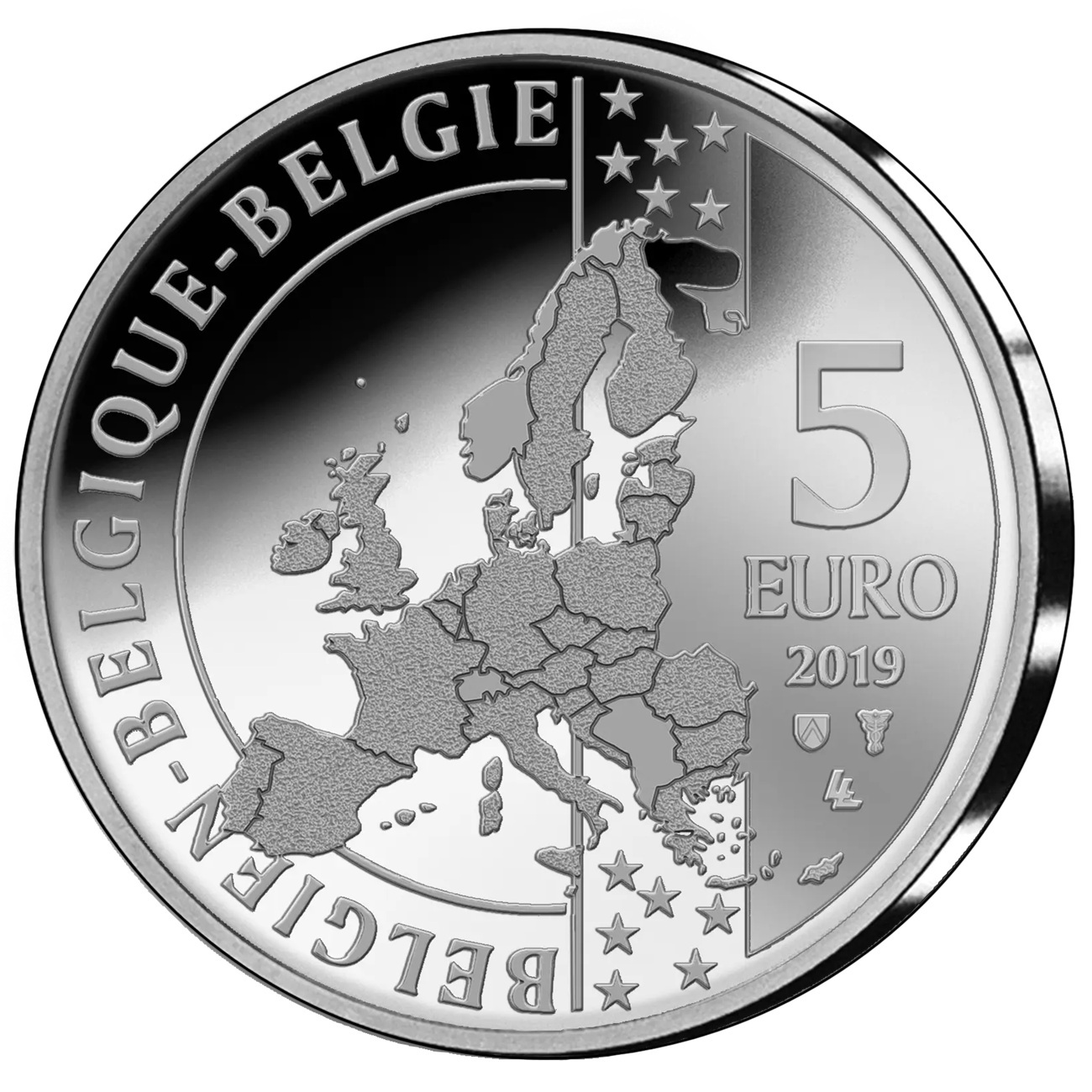 Belgique - Pièce 5 Euro 2019 argent BE - Premier pas de l’homme sur la lune – Image 2
