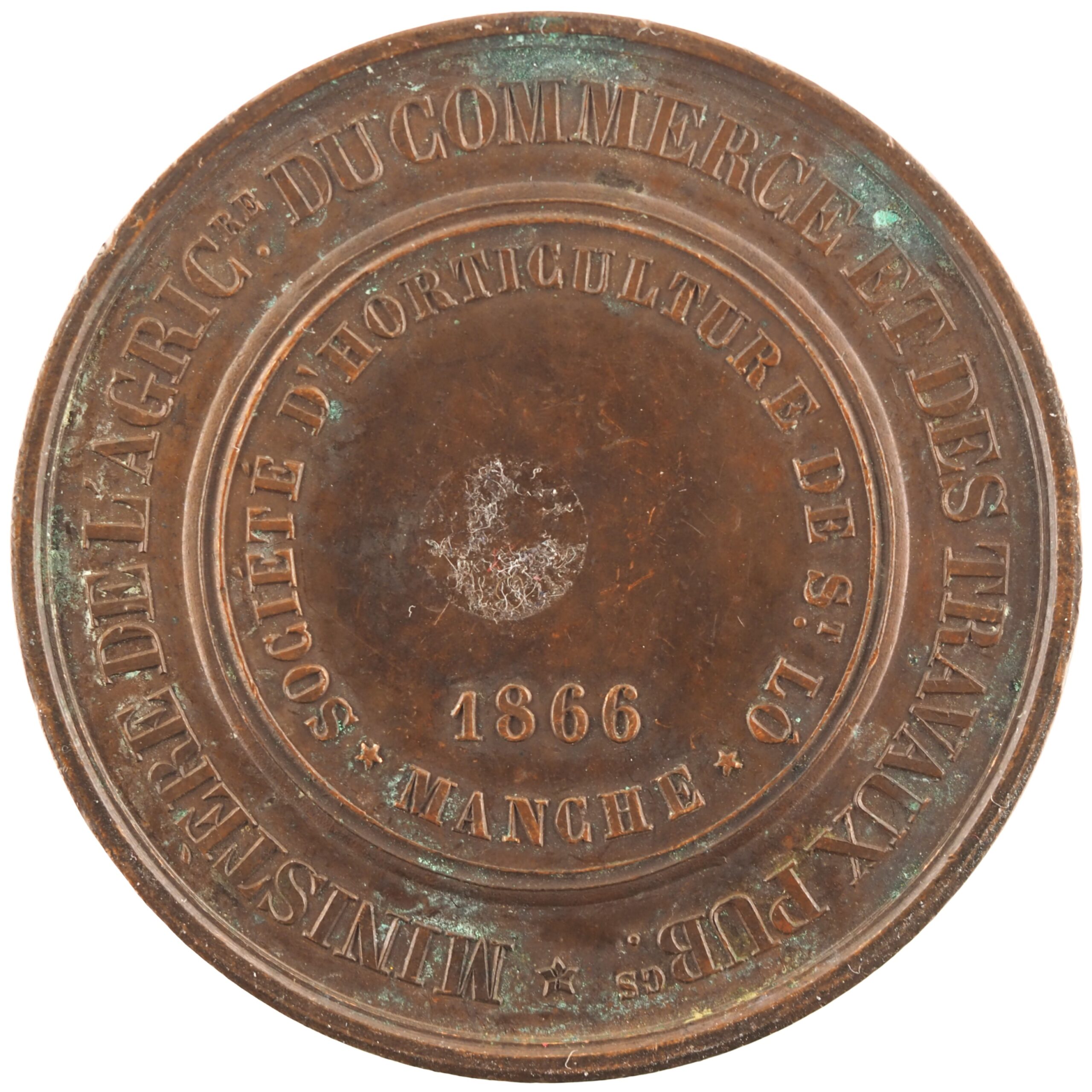 France - Médaille 1866 cuivre - Napoléon III / Société d'horticulture de Saint-Lô, dans la Manche