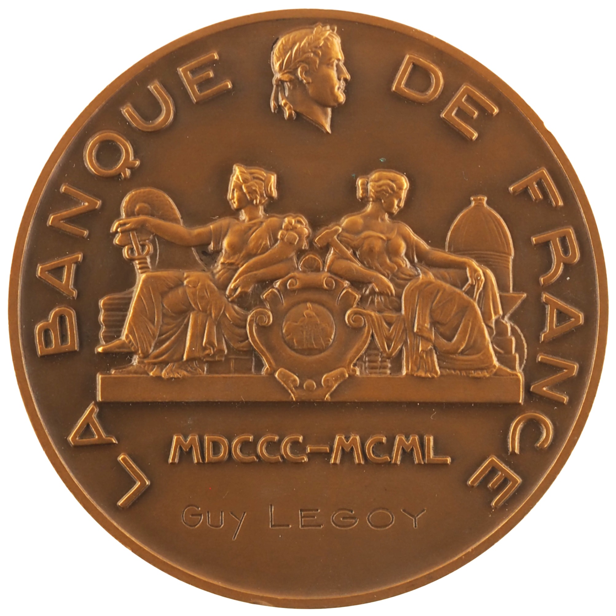 France - Médaille 1950 bronze - Sagesse et Fortune / Banque de France – Image 2