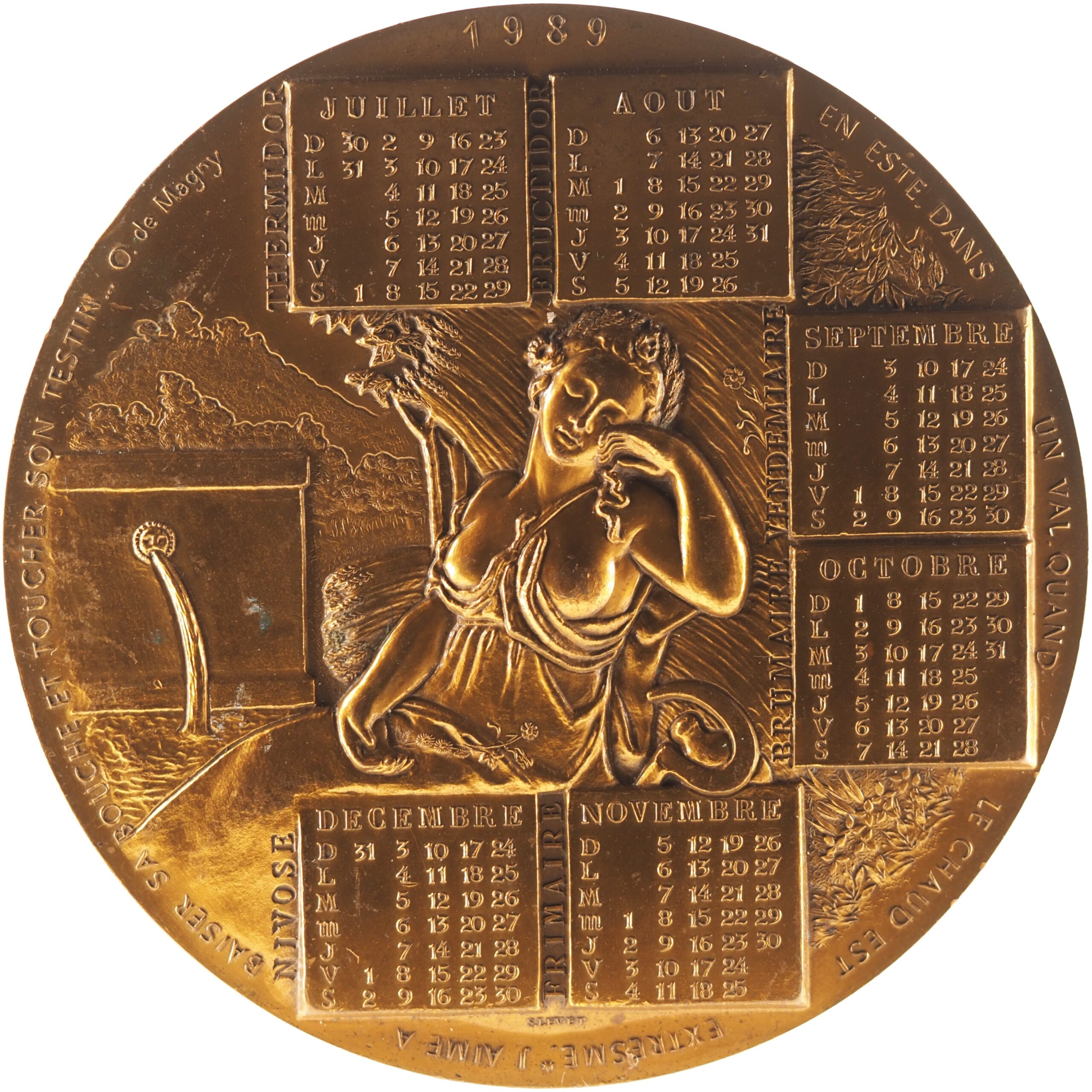 France - Tirage uniface de revers de médaille 1989 bronze florentin - Calendrier